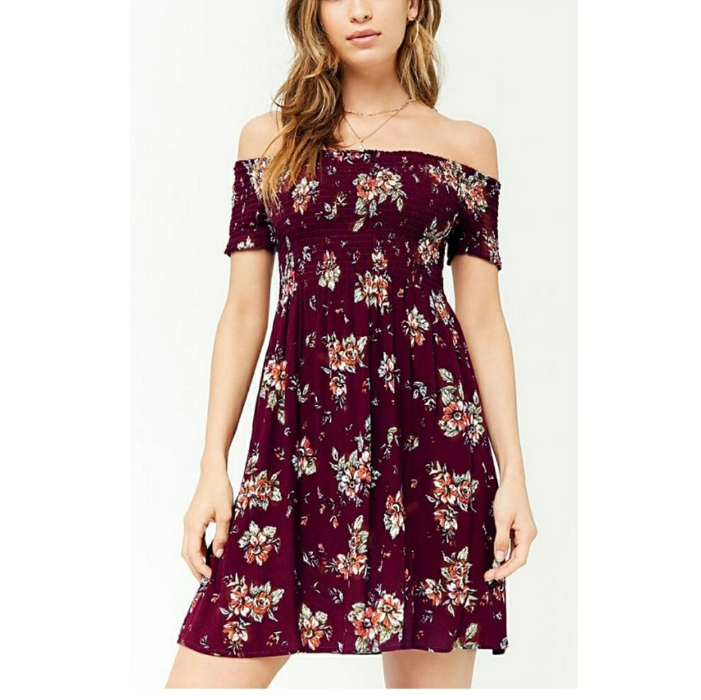 Floral Mini Dress off the shoulder
